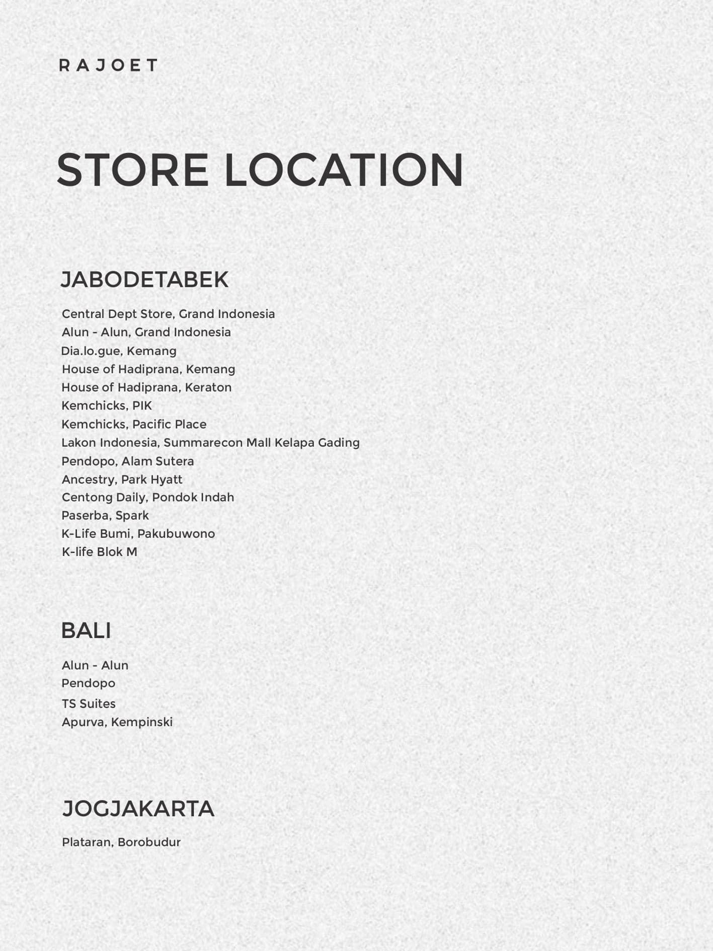 RAJOET store locations